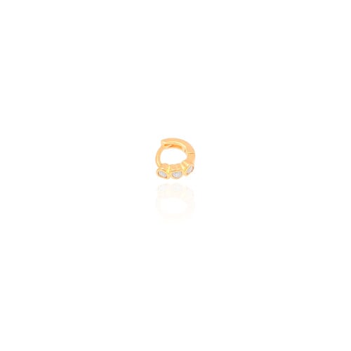 Piercing para Hélix Corações Cravação Inglesa Cristal 8 mm Banhado a Ouro 18K