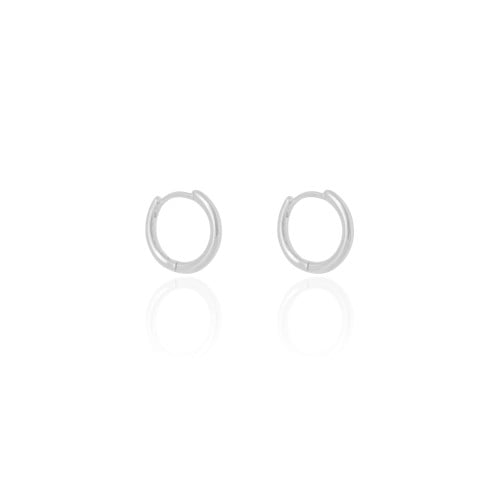 Brinco Argola Click Fio Liso 1.6 cm Ródio Branco