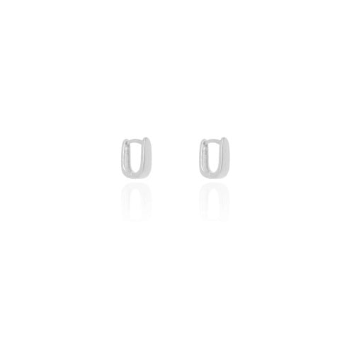 Brinco Argola Click Reta Lisa 1.0 cm Ródio Branco