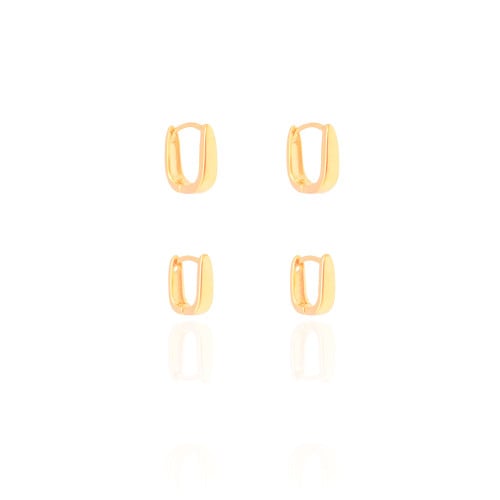 Dupla de Argolas Quadradas Lisas Banhado a Ouro 18K