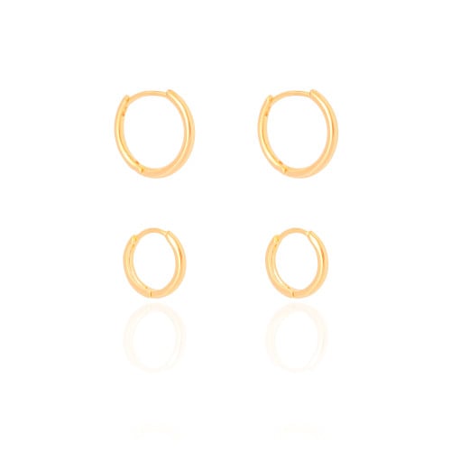Dupla de Argolas Fio Lisas Banhado a Ouro 18K