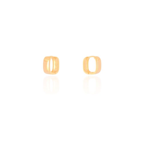 Brinco Argola Click Quadrada Reta Lisa 1.2 cm Banhado a Ouro 18K