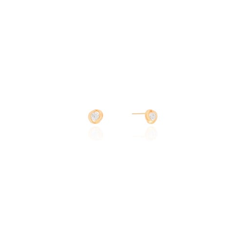 Brinco Ponto de Luz Entrelaçado Cristal 5 mm Banhado a Ouro 18K