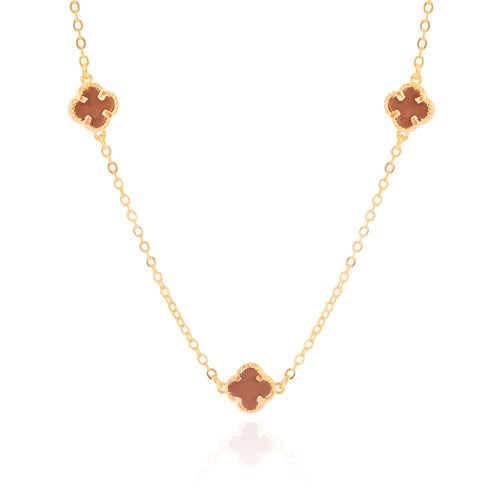 Choker Elos Trevos Tom Rubi 1.0 cm Banhado a Ouro 18K