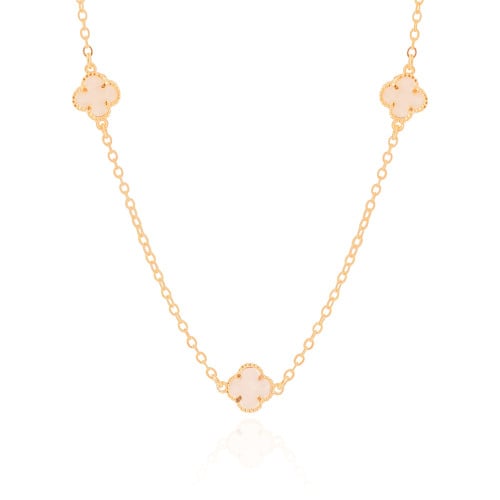 Choker Elos Trevos Tom Madrepérola 1.0 cm Banhado a Ouro 18K