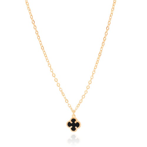 Gargantilha Elos Trevo Tom Onix Banhado a Ouro 18K - 40 cm