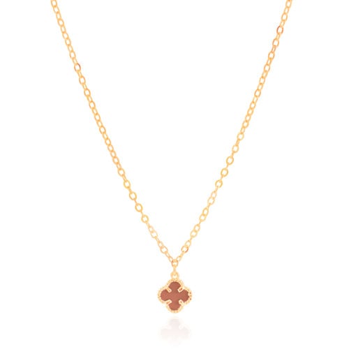 Gargantilha Elos Trevo Tom Rubi Banhado a Ouro 18K - 40 cm