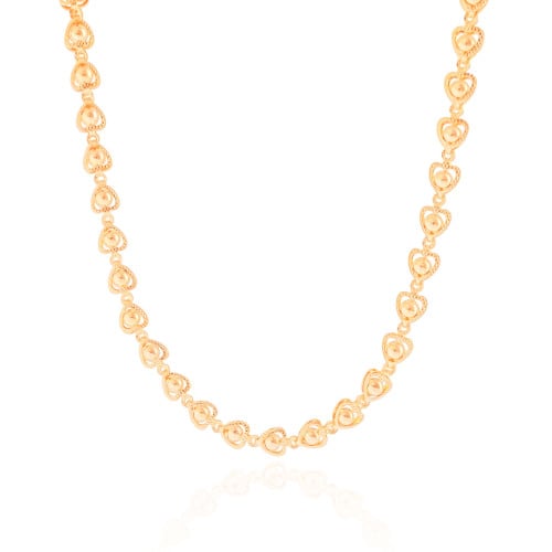 Choker Corações Bolinhas Banhado a Ouro 18K