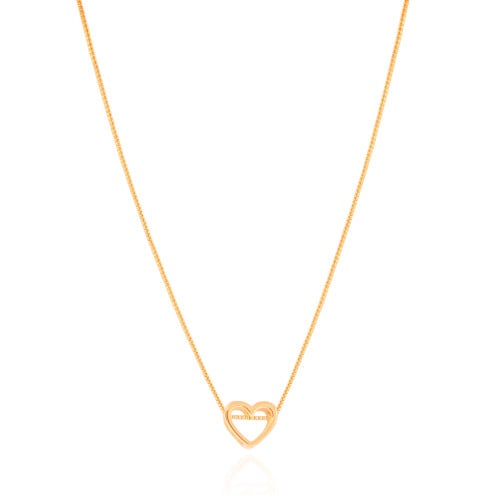 Gargantilha Veneziana Coração Vazado 1.0 cm Banhado a Ouro 18K - 45 cm