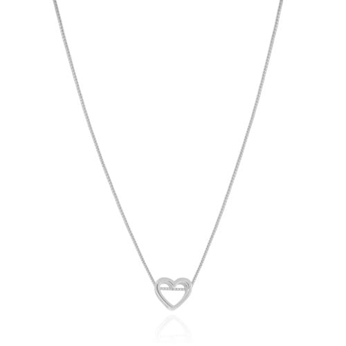 Gargantilha Veneziana Coração Vazado 1.0 cm Ródio Branco - 45 cm