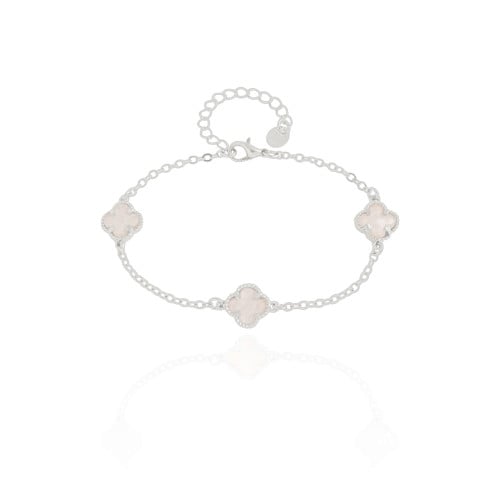 Pulseira Elos Trevos Tom Madrepérola Ródio Branco