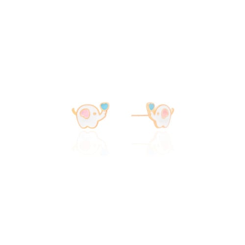 Brinco Infantil Elefante 1.0 cm Banhado a Ouro 18K