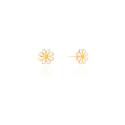 Brinco Infantil Flor Margarida 1.2 cm Banhado a Ouro 18K