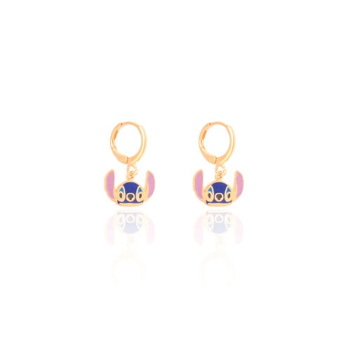 Brinco Infantil Argola Stitch 2.2 cm Banhado a Ouro 18K