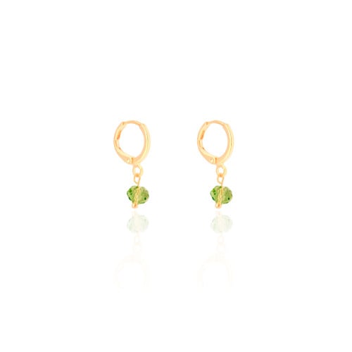 Brinco Infantil Argola Ponto de Luz Light Green 2.3 cm Banhado a Ouro 18K