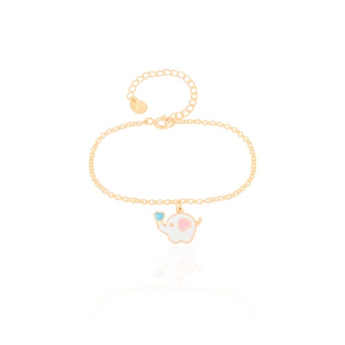 Pulseira Infantil Elos Elefante 1.0 cm Banhado a Ouro 18K