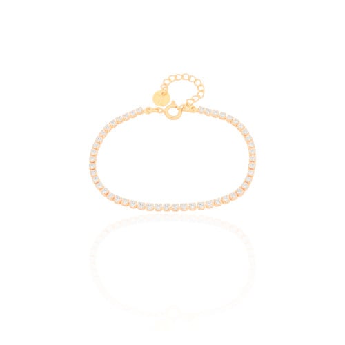 Pulseira Infantil Riviera Cristal 2 mm Banhado a Ouro 18K