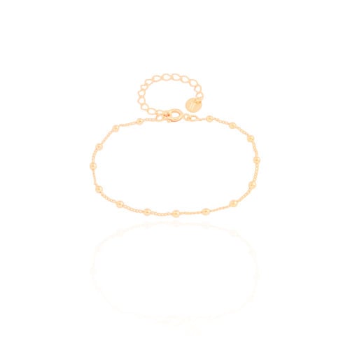 Pulseira Infantil Elos Bolinhas 2.5 mm Banhado a Ouro 18K