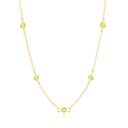 Gargantilha Infantil Elos Cristais Light Green 4 mm Banhado a Ouro 18K - 35 cm
