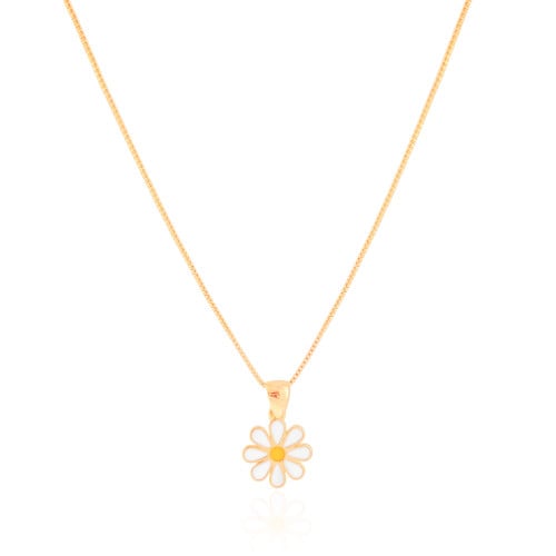 Gargantilha Infantil Flor Margarida 1.2 cm Banhado a Ouro 18K - 35 cm