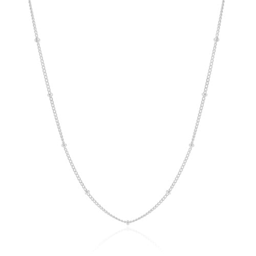 Gargantilha Infantil Grumet Bolinhas 2 mm Ródio Branco - 32 cm