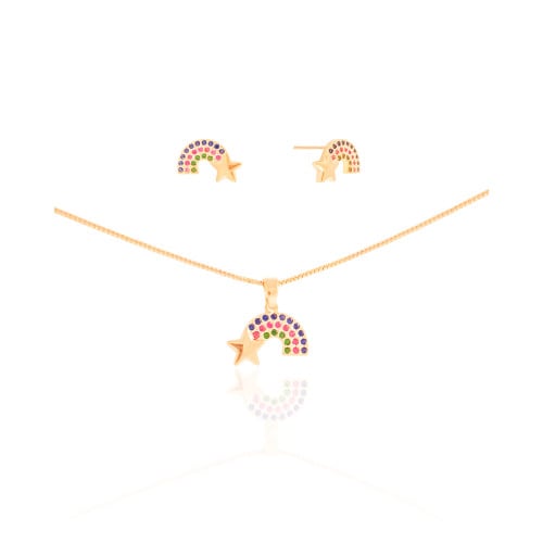 Conjunto Infantil Arco-Íris Banhado a Ouro 18K