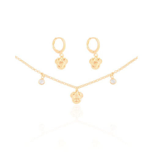 Conjunto Infantil Minnie Banhado a Ouro 18K