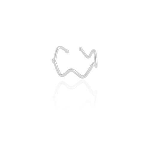 Anel Ajustável Zig Zag Tamanho G Ródio Branco