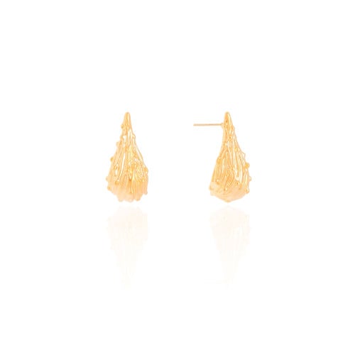 Brinco Gota Orgânica 2.4 cm Banhado a Ouro 18K