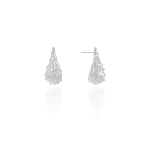Brinco Gota Orgânica 2.4 cm Ródio Branco