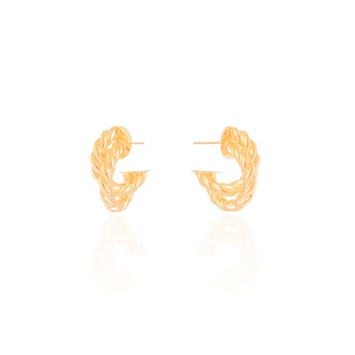 Brinco Argola Torcida Entrelaçada 2.3 cm Banhado a Ouro 18K