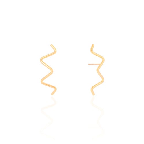 Brinco Fio Zig Zag Banhado a Ouro 18K