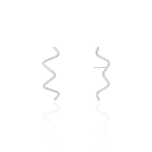 Brinco Fio Zig Zag Ródio Branco