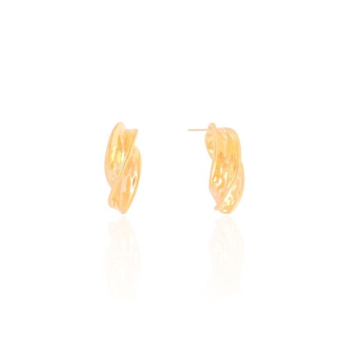 Brinco Orgânico Detalhado 2.4 cm Banhado a Ouro 18K