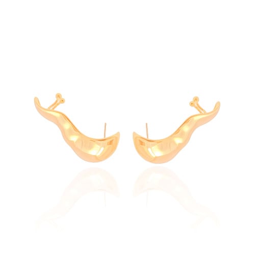 Ear Cuff Orgânico Liso 3.9 cm Banhado a Ouro 18K