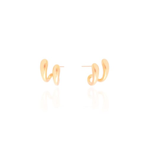 Brinco Dois Filetes Lisos 1.7 cm Banhado a Ouro 18K