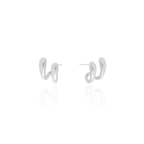 Brinco Dois Filetes Lisos 1.7 cm Ródio Branco