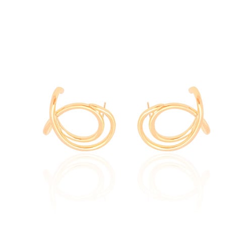 Ear Cuff Entrelaçado Liso 2.5 cm Banhado a Ouro 18K
