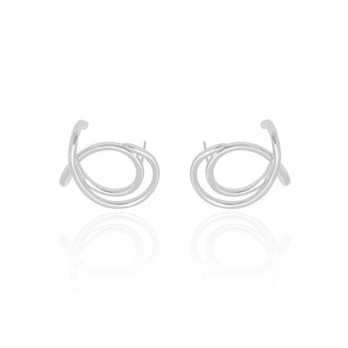 Ear Cuff Entrelaçado Liso 2.5 cm Ródio Branco