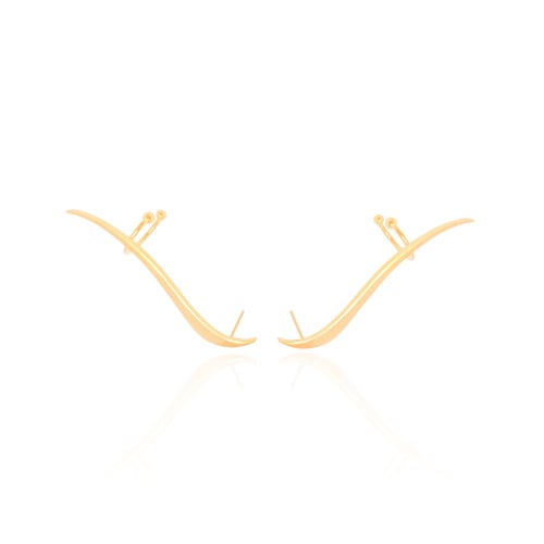 Ear Cuff Orgânico Liso 4.6 cm Banhado a Ouro 18K