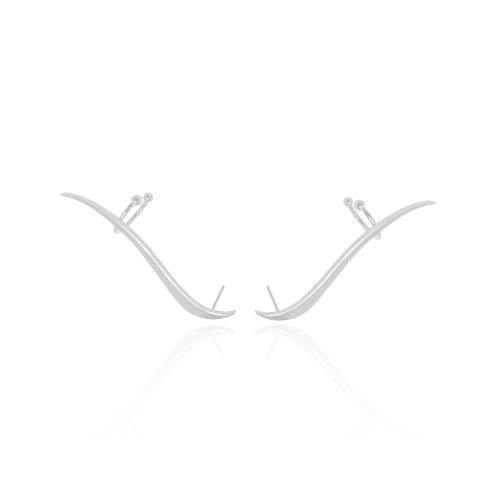 Ear Cuff Orgânico Liso 4.6 cm Ródio Branco