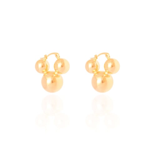 Brinco Argola Fecho Italiano Bolas Lisas 2.5 cm Banhado a Ouro 18K