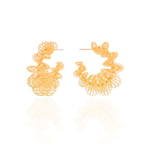 Brinco Argola Mola Espiral 3.6 cm Banhado a Ouro 18K