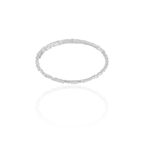 Bracelete Mola Quadrados 2 mm Ródio Branco