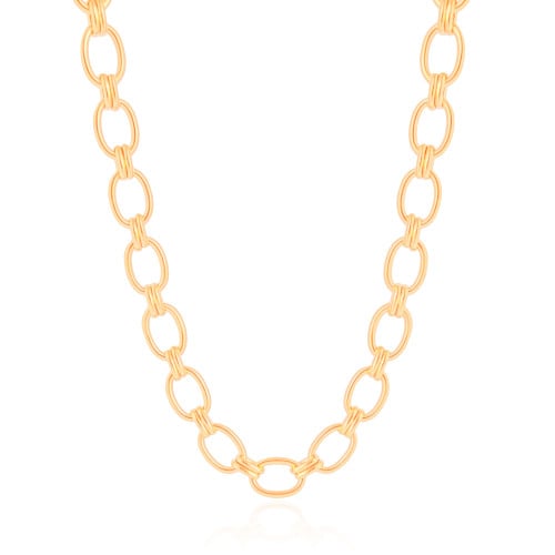 Gargantilha Elos Ovais 9 mm Banhado a Ouro 18K - 40 cm