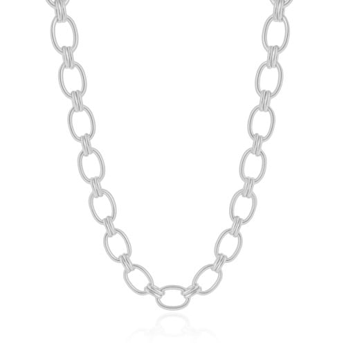 Gargantilha Elos Ovais 9 mm Ródio Branco - 40 cm