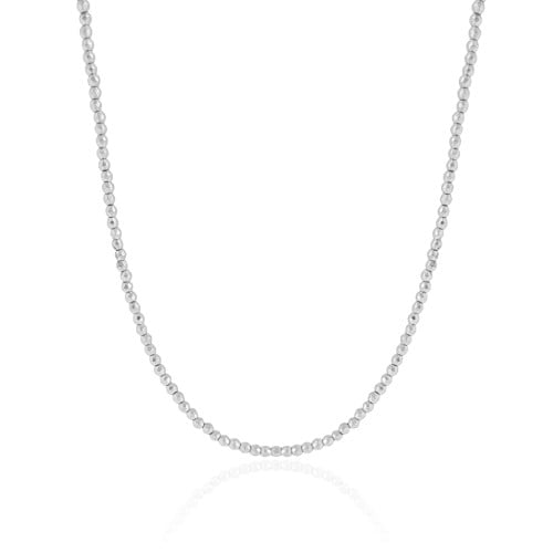 Choker Hematita Prateada 2 mm Ródio Branco
