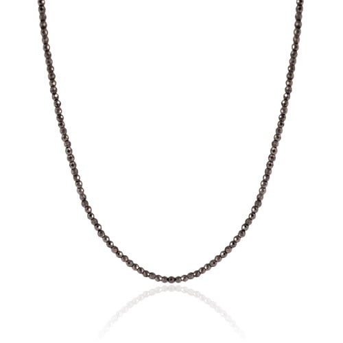 Choker Hematita Grafite 2 mm Ródio Branco