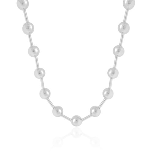 Choker Canutilhos Bolas Lisas Ródio Branco