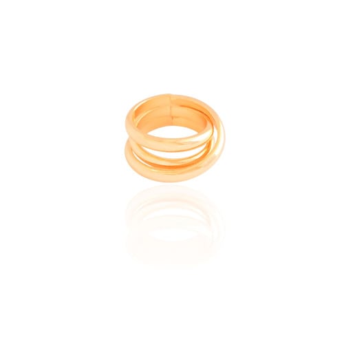 Anel Filetes Entrelaçados Tamanho 14 Banhado a Ouro 18K
